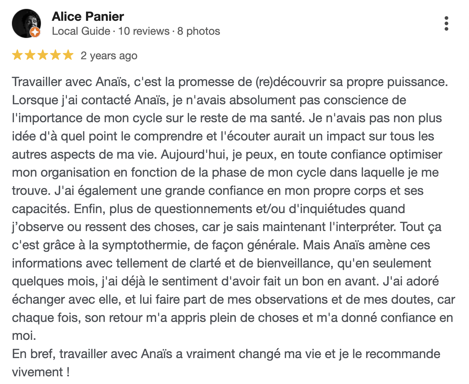 avis symptothermie accompagnement en observation du cycle menstruel féminin